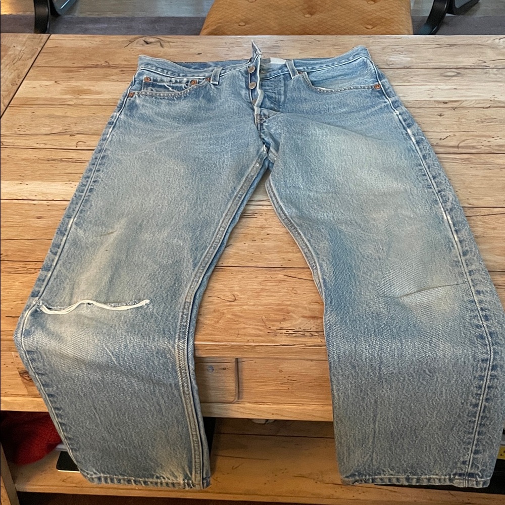 Vintage Levi's 501 Light Blue Straight Leg Jeans